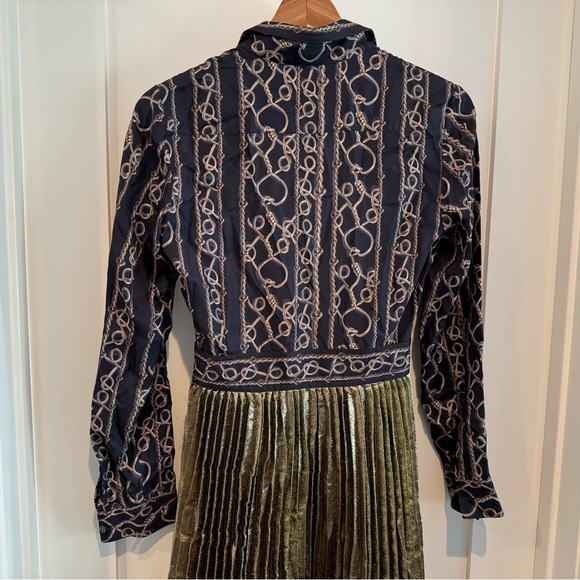 3.1 Phillip Lim Silk Dress with Gold Pleated Skirt, Sz 4 - Picture 2 of 6